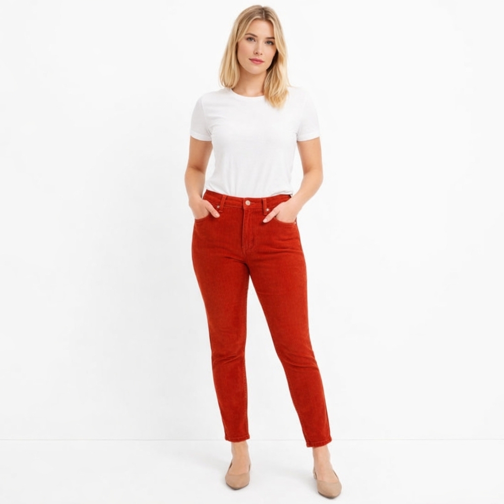 Madewell Women's Blood Orange High Rise Skinny Ankle Length Corduroy Pants  28